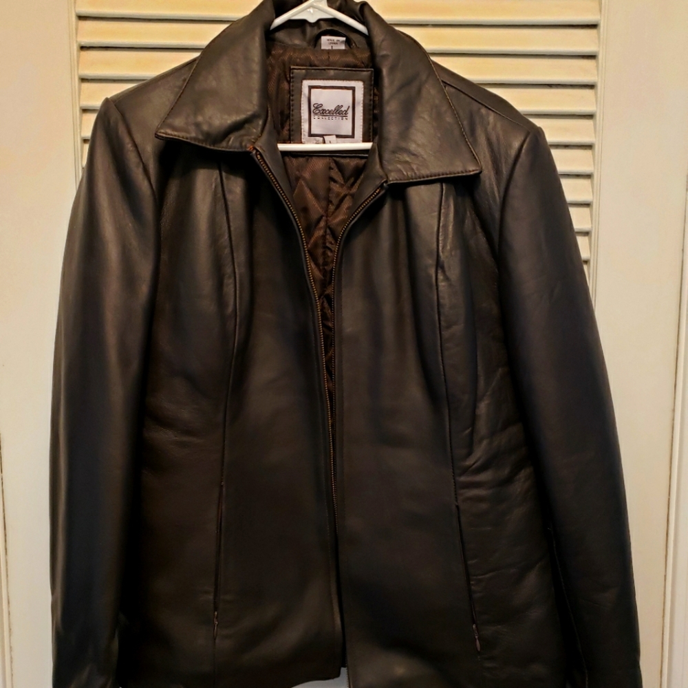 Excelled Leather - Men’s Brown Genuine Lambskin Leather Bomber (Short) Jacket